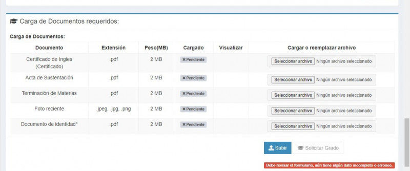 Terminaci&oacute;n de Materias