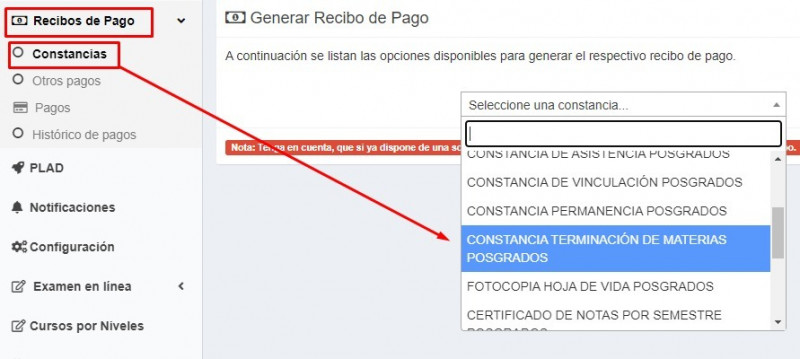 Solicitud de Terminaci&oacute;n de Materias